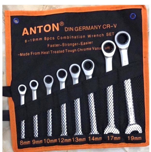 MW45-อะไรกันเนี่ย ทำไมถูก แบบนี้ ประแจปากตาย แหวนฟรี 8 ตัวชุด คอพับไม่ได้ No.8-19 mm ANTON แอนตัน ราคาถูก ราคา ต่อชุด