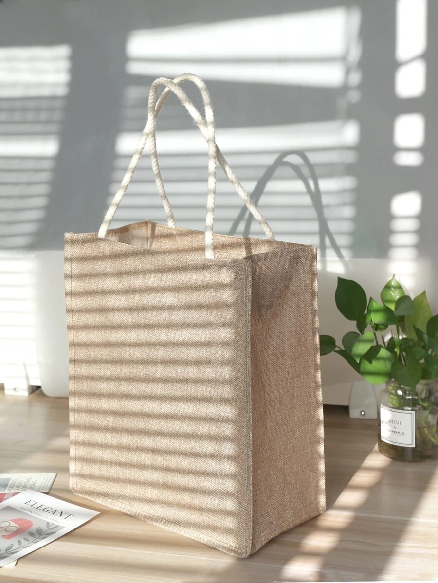 กระเป๋าช้อปปิ้ง ผ้าลินิน ซิป v-12