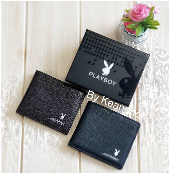 TOP06-กระเป๋าสตางค์ใบสั้น กระเป๋าตังค์ Playboy สีดำ และ สีน้ำตาล ใช้เป็น ของขวัญวันเกิด สินค้าในไทย ฟรี การ์ดอวยพรในทุกโอกาส