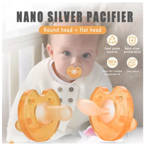 GO62-จุกนมหลอกนาโนซิลเวอร์จุกหลอกเด็กแรกเกิด จุกนมหลอกซิลิโคน Nano Silver จุกนมหลอก จุกดูด สำหรับเด็กแรกเกิด 0-3 เดือน จุกนมเนเจอร์