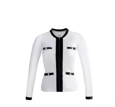 VA47-SS2022/1 UV JACKET WHITE TRIM BLACK เสื้อแขนยาวซิบหน้า มีฟองน้ำในตัวผ้าหนา กัน UV UPF 50+