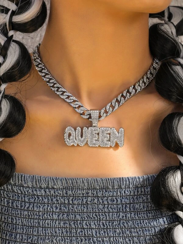 สร้อยคอ จี้ ตัวอักษร พลอยเทียม  kk-213