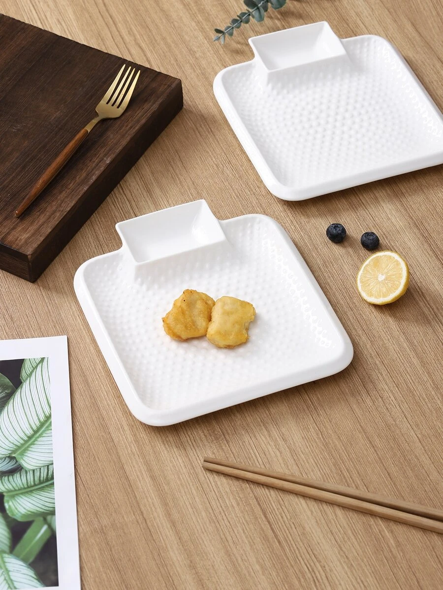 จาน 1 ชิ้น ทรงเหลี่ยม มีเท็กซ์เจอร์  ff-29