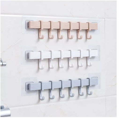 UTI37-ที่แขวนของอเนกประสงค์ ราวตะขอแขวนของ ที่ติดผนังกันน้ำ ไม่ต้องเจาะ ติดกับผนังผิวเรียบ รับน้ำหนักได้ดี