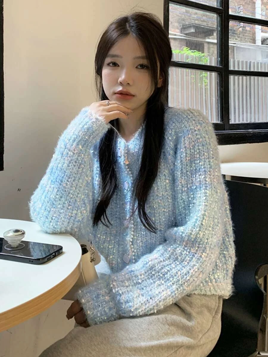 Honeyspot คาร์ดิแกน สีย้อมอวกาศ กระดุมด้านหน้า i-51