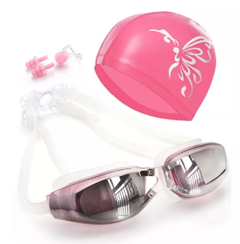 DK70-ชุดแว่นตาว่ายน้ำผู้ใหญ่ แว่นตาว่ายน้ำ ผู้หญิงและชาย กรอบแว่นตาขนาดใหญ่ แว่นตา + มีที่อุดหู + หมวก