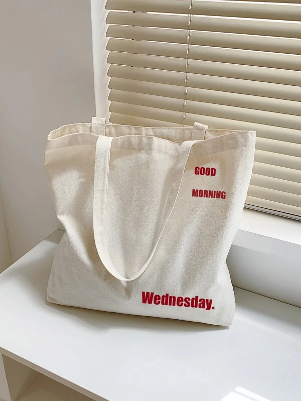 กระเป๋าชอปปิ้ง กราฟิกตัวอักษร n-84