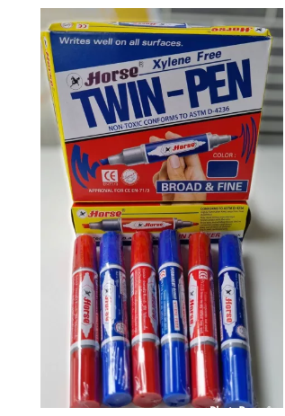 PO96-ปากกาเมจิกเคมี 2หัวตรา Horse /1หัวตรา PILOT 1โหล