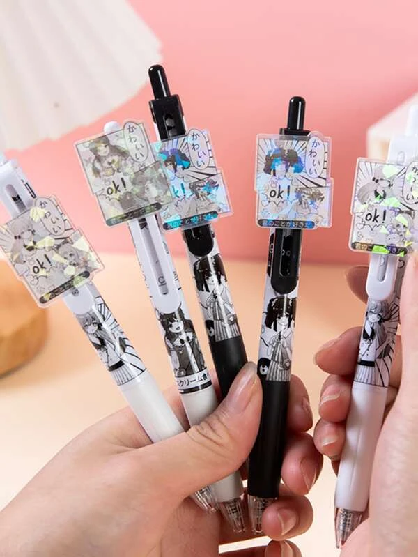 ปากกาลูกลื่น 3 ชิ้น ลายการ์ตูน ลายฟิกเกอร์กราฟิก s-27