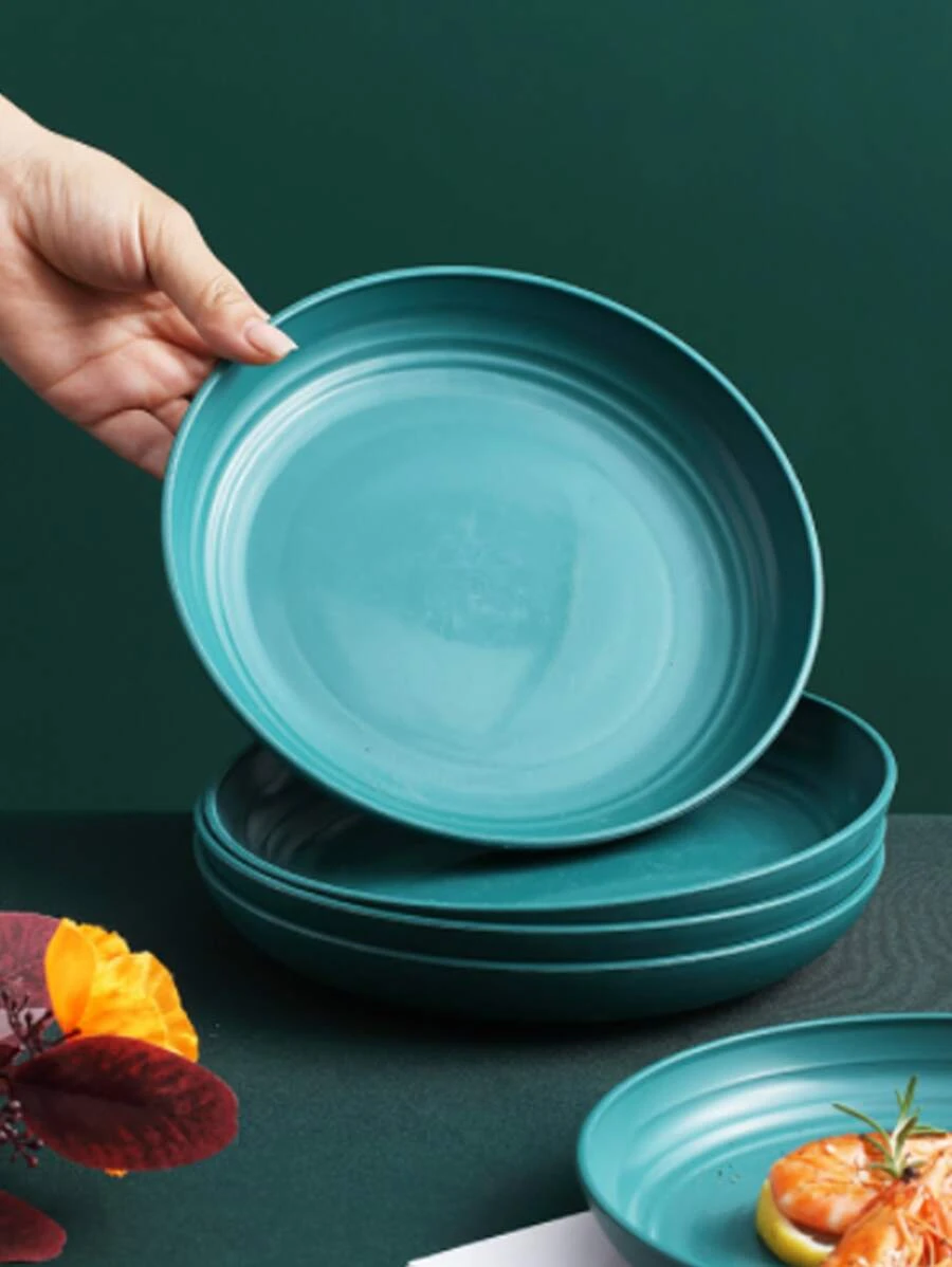 จาน 4 ชิ้น สีพื้น ทรงกลม  ff-70