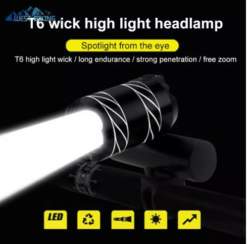 DK50-ไฟหน้าจักรยานชาร์จ USB ได้,ไฟติดแฮนด์รถมอเตอร์ไซค์กลางคืนซูมได้ T6พลังไฟฉายแรงสูงสำหรับขี่กลางคืน T6