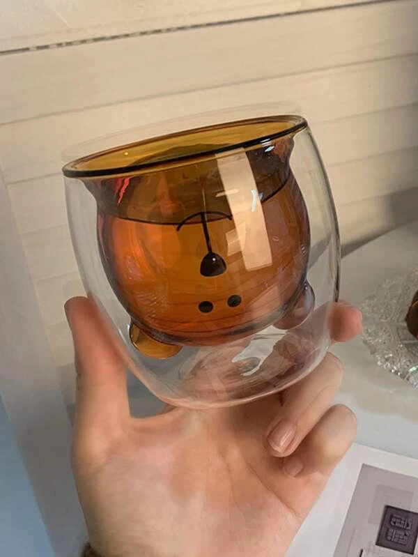 แก้วน้ำ กระจก การ์ตูน น่ารัก ออกแบบ หมี สองชั้น สำหรับ ครัว 1 ชิ้น  oo-6