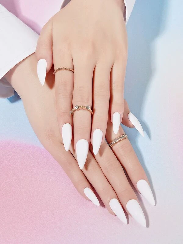 24 ชิ้น เล็บปลอม ปลายแหลม ยาว & ตะไบเล็บ 1 ชิ้น & เทป 1 แผ่น c-13