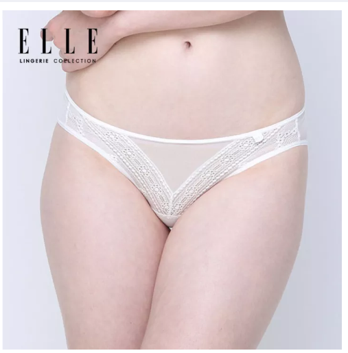 PAN100 ELLE lingerie กางเกงในรูปแบบ BIKINI แต่งลูกไม้ - LU6715