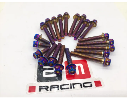 FU155-น็อตชุดแคร้ง น็อตแคร้งเครื่อง สำหรับรุ่น Honda WAVE125 น็อตสแตนเลสแท้ ลายหัวเจาะ (จำนวน 21 ตัว)สีน้ำเงิน น็อตแคร้งเครื่อง WAVE อะไหล่แต่ง