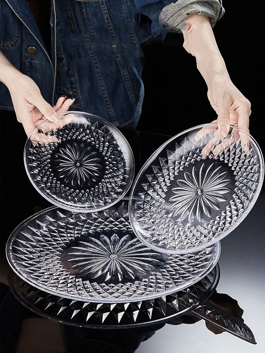 จาน 1 ชิ้น สีใส มีเท็กซ์เจอร์  ff-11