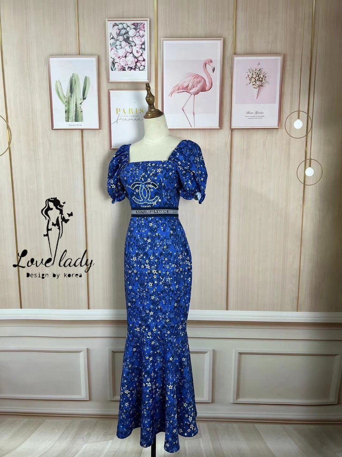 เดรสกระโปรงยาวทรงหางปลา  ส-087