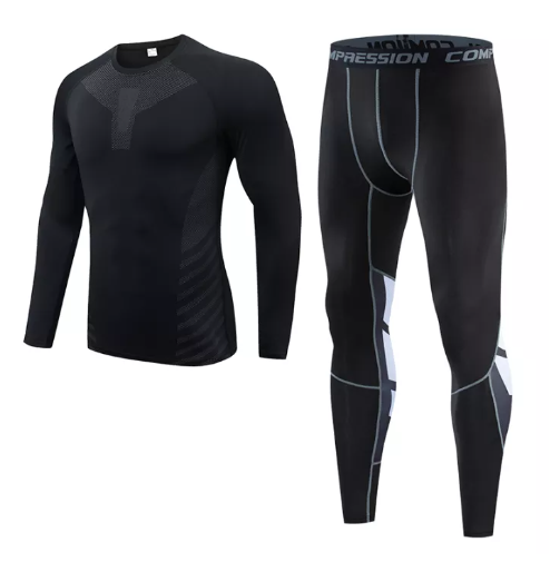 Z90-ชุดกีฬา เซต2ชิ้น แขนยาว+กางเกงขายาว ชุดกีฬาสำหรับผู้ชาย กระชับกล้ามเนื้อ ชุดกระชับสัดส่วน [กทม. พร้อมส่ง]