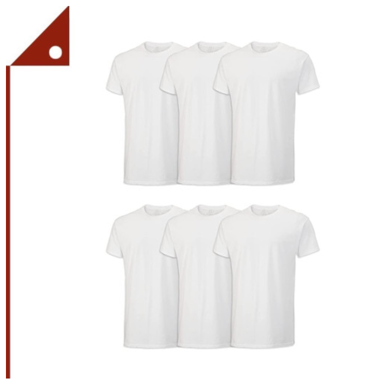 PE14-Fruit of the Loom : FOLMTSW-M* เสื้อยืดคอกลม Men's Stay Tucked Crew T-Shirt White 6-pk, Medium