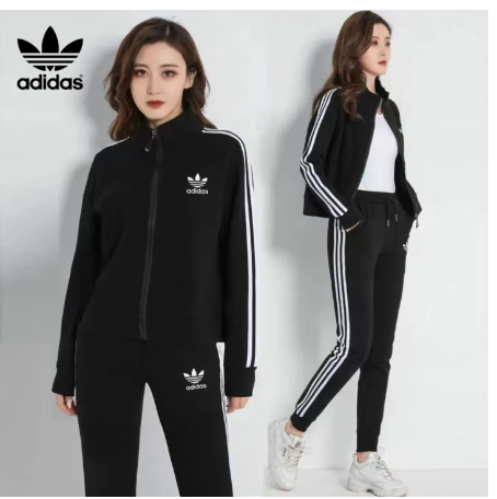 BIG66-Adidasทั้งชุดเสื้อสเวตเตอร์ถักคอตั้งสองชิ้นสำหรับผู้ชายและผู้หญิง(ฟรีไซส์！ใส่ได้น้ำหนัก 45 ถึง 75 กิโลกรัม）