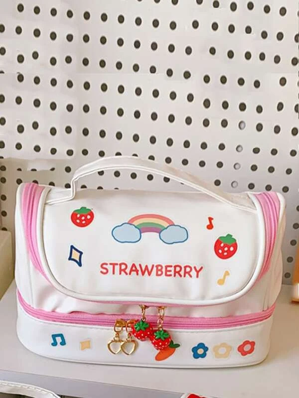 กระเป๋าดินสอ 1 ชิ้น ลายสตรอว์เบอร์รี และ รูปลอก 1 ชิ้น  g-85