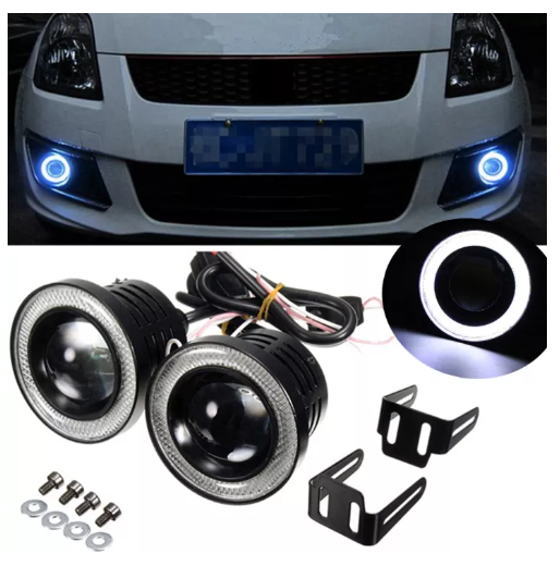 JIM14-2ชิ้นพลังงานสูง30วัตต์ รถหมอกไฟ2.5 นิ้วหลอดไฟ LED Angel Eyes โคมไฟรัศมีโปรเจคเตอร์