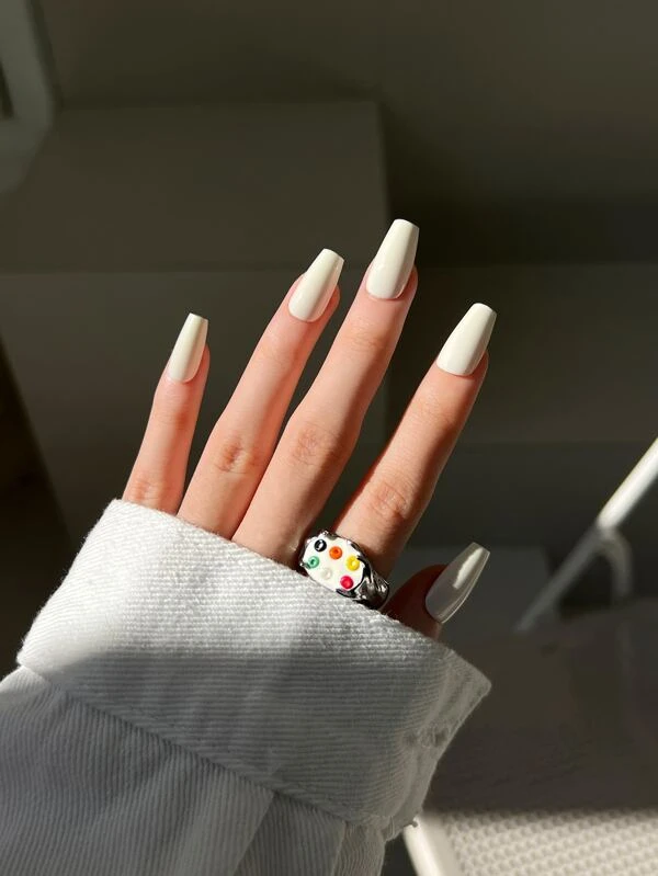 เล็บปลอม ทรงคอฟฟิน ยาว & เทปกาว 1 แผ่น & ตะไบเล็บ 1 ชิ้น 24 ชิ้น c-32