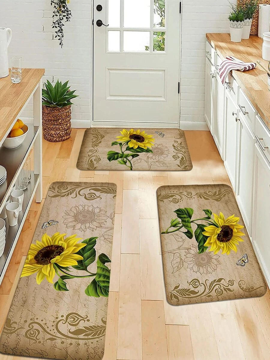 พรมห้องครัว ลาย ดอกทานตะวัน กันลื่น 1 ชิ้น jj-28