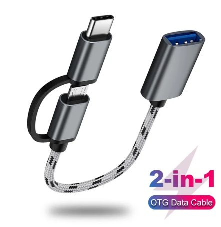 GE130-สาย OTG 2 in1 Type-C/Micro OTG USB 3.0 Interface สายเคเบิลอะแดปเตอร์ OTG Fast Transfer Connector Converter สำหรับโทรศัพท์มือถือสายชาร์จ สำหรับ Nintendo Huawei Samsung HP Lenovo OPPO VIVO XIAOMI