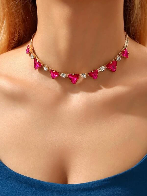 โชคเกอร์ ตกแต่ง พลอยเทียม kk-258