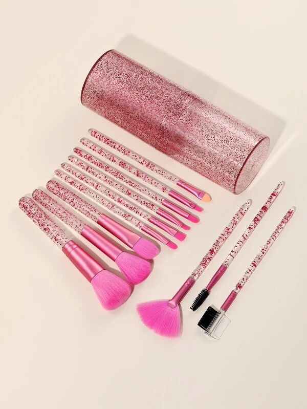 ชุดแปรงแต่งหน้า 12 ชิ้น และกล่องเก็บของ 1 กล่อง e-57