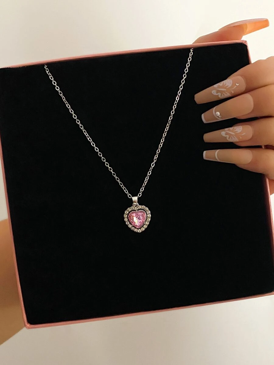 สร้อยคอ พลอยเทียม เครื่องประดับ หัวใจ kk-107