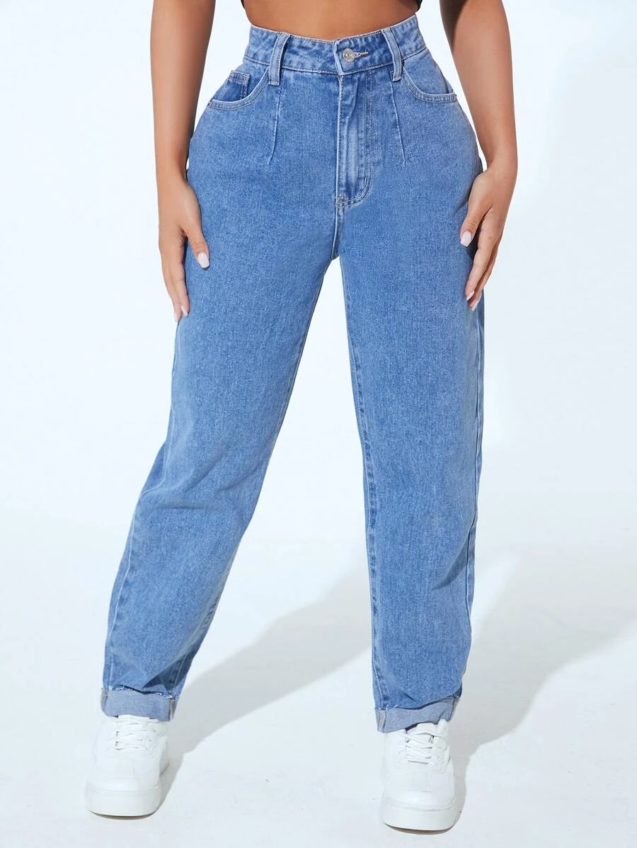 กางเกงยีนส์ ทรงแม่ เอวสูง ee-71