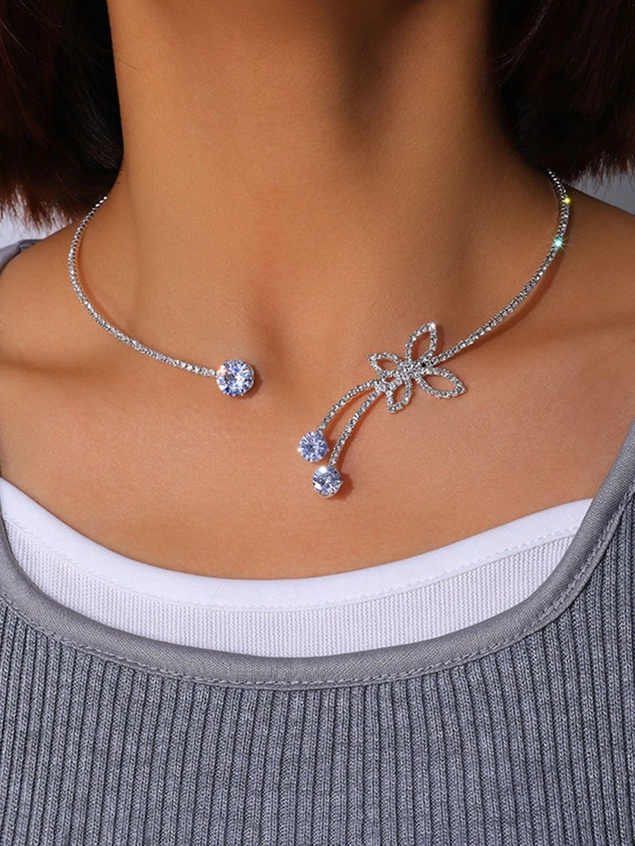 โชกเกอร์ ติดเพชร ลายผีเสื้อ kk-190