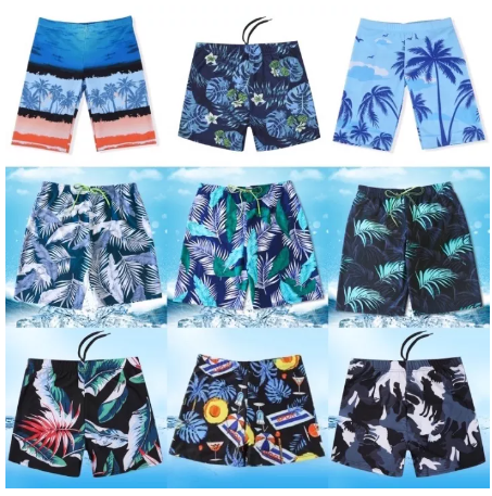BIG25-กางเกงว่ายน้ำบุรุษกางเกงฮาวายพร้อมซับในมีเชือกผูกXL-3XL พร้อมส่ง