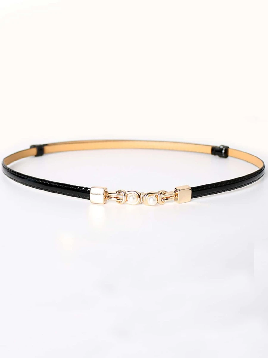 เข็มขัด ประดับ มุกเทียม หัวเข็มขัดสมมาตร  l-065