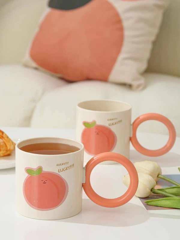 แก้วมัค 1 ชิ้น ลายพีช และ ลายตัวอักษร  oo-94