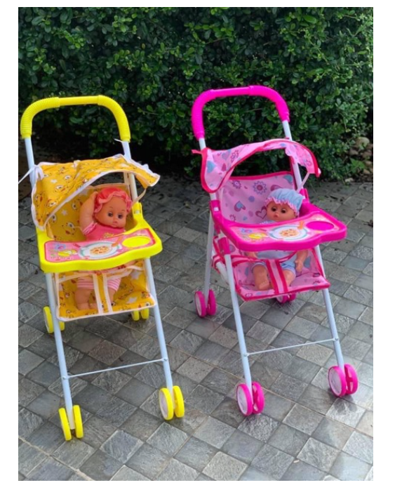 MM32-รถเข็นตุ๊กตาเป็นเหล็กทั้งคัน รุ่นมีหลังคา มีที่เก็บของ มีตุ๊กตาแถมฟรี 1ตัว นะคะ⛱?