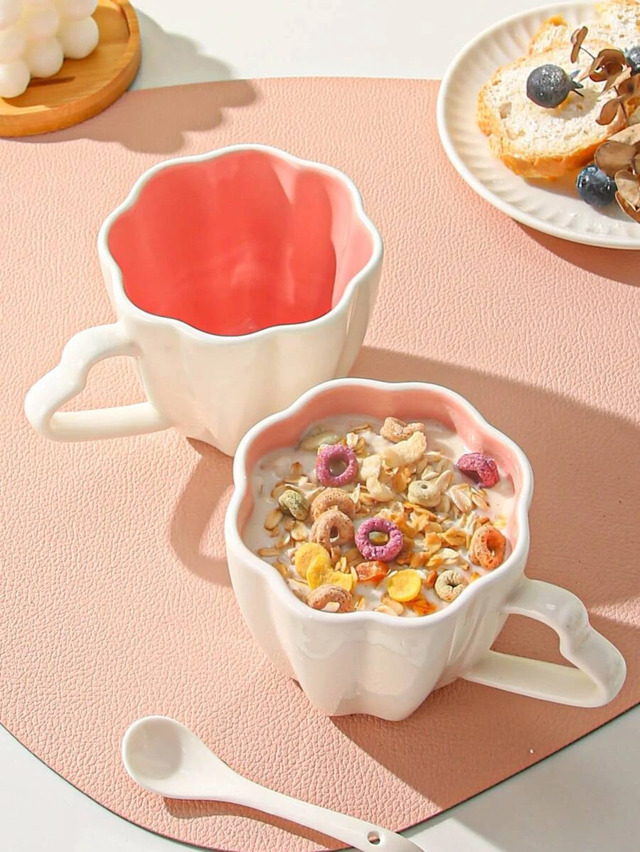 แก้วมัค สีพื้น ออกแบบ ดอกไม้ 1 ชิ้น  oo-169