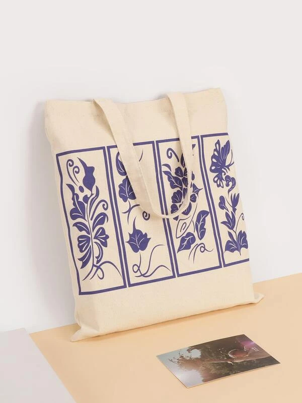 กระเป๋าช้อปปิ้ง ผ้าใบ ลาย ผีเสื้อ & ดอกเดซี่ n-27