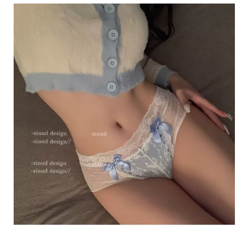 PAN49 S Trand สีผีเสื้อหยกจุดคลื่นขนาดกลางเอวลูกไม้ชุดชั้นในหวานเซ็กซี่ผ้าฝ้ายบริสุทธิ์หญิง