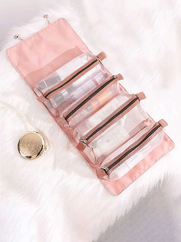 กระเป๋าเครื่องสำอาง สีพื้น พกพาได้ 1 ชิ้น  ค-23