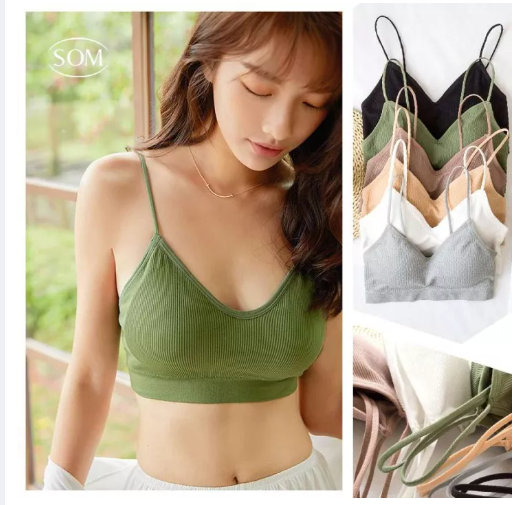 BRA35 SOM Underwear มาแรงสุด ถูกสุด แห่งปี เสื้อชั้นในคอวีผ้าร่อง เสื้อในแฟชั่น ฟรีไซส์ อก 28-40 นิ้ว B03