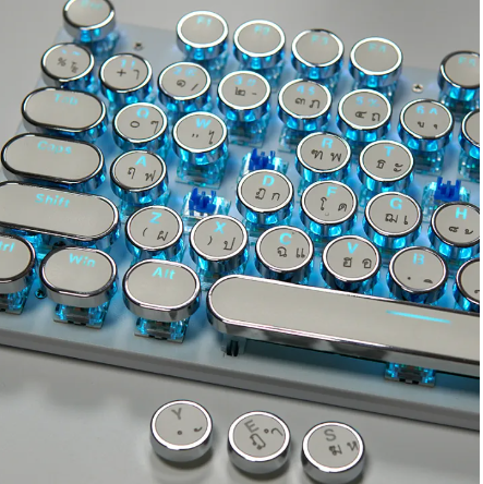 PD66-[คีย์บอร์ดภาษาไทย] คีย์บอร์ด คีย์บอร์ดไฟ RGB คีย์บอร์ดเกมมิ่งมีสาย แป้นพิมพ์ภาษาไทย เสียงเบา