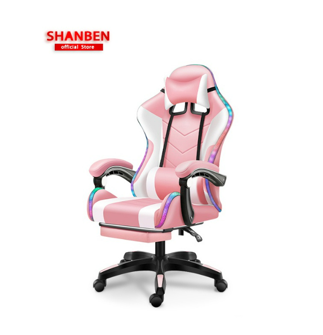 ก05 SHANBEN เก้าอี้เกมมิ่ง ใช้สำหรับทำงาน เล่นคอมหรือนอนได้ Gaming Chair ปรับความสูงได้ เล่นเกม ลำโพง+ขาไนล่อน