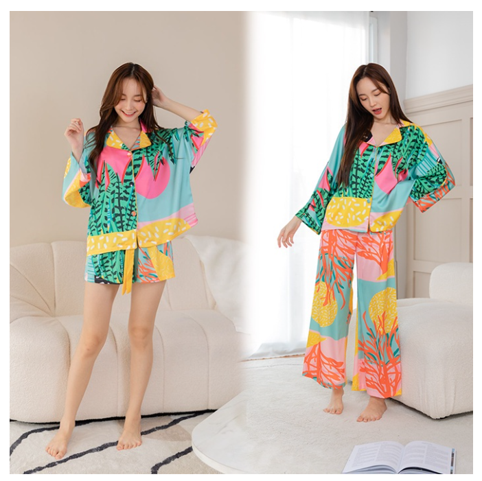 SA76>ชุดนอนผ้า Silk Satin(เกรดพรีเมี่ยม) เนื้อนุ่มลื่น เย็นสบาย ไม่ร้อน (รุ่นU347,P347,M3,T347,K347,N347,M8)