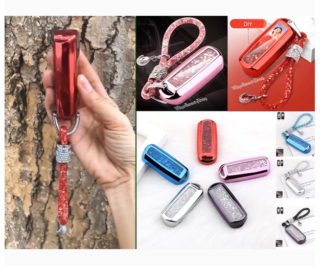 K59-เคสรีโมทรถยนต์ Mazda Smart Key แบบฝาหน้าปุ่มใส และฝาหลังสี ระยิบระยับ วิบวับ Case 2, 3, CX3, CX5, CX7, CX8