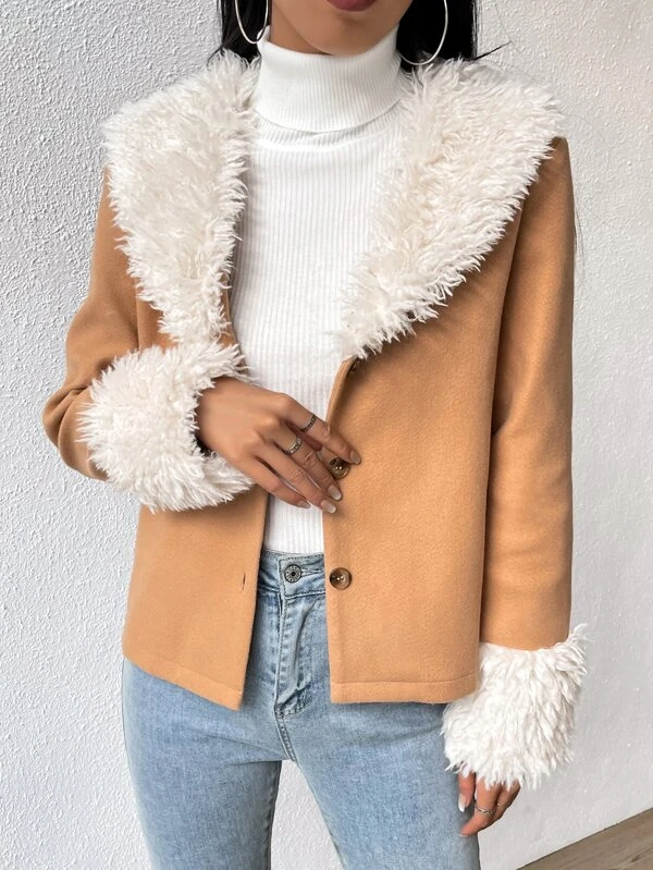 โอเวอร์โค้ท ฟัซซี่ ทริม กระดุมแถวเดียว ก-3