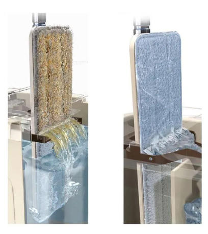 ROB11-Lazy Mop ไม้ถูพื้น แบบรีดน้ำและฝุ่นผงในตัว พร้อมผ้า 2 ผืนตั้งได้ 3008