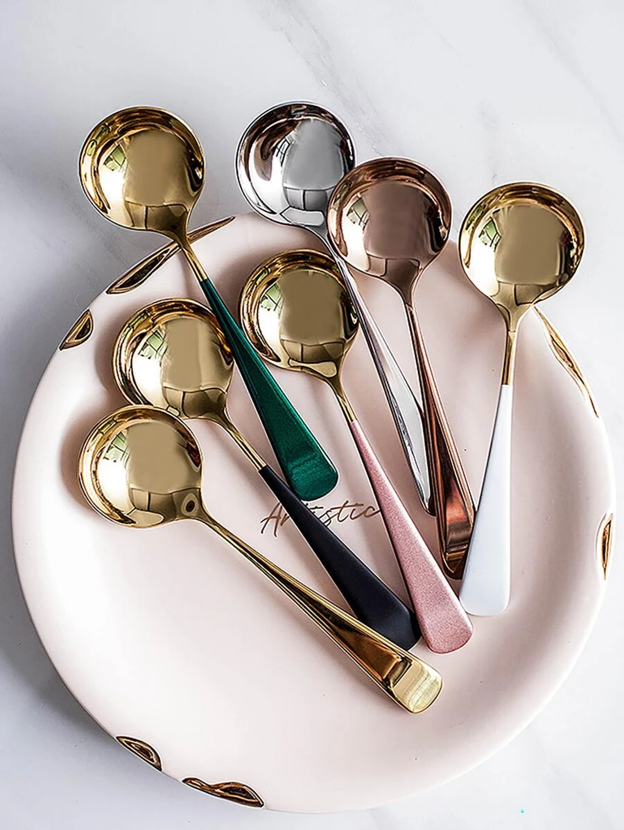 ช้อนสแตนเลสสีสุ่ม 1 ชิ้น hh-59